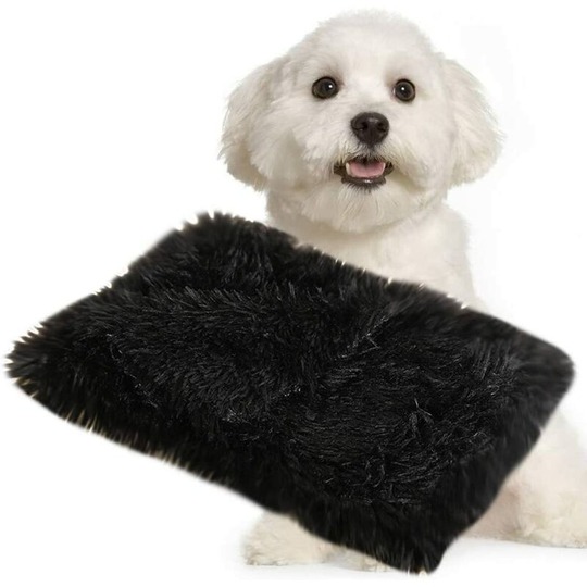 Litzee - Soft Dog Blanket Washable Fleece Cat Carpet (l, Black)