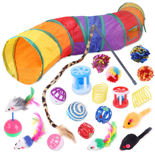 Cat Toy Interactive Cat Toys 20pcs Variety Pack Set Cat Tunnel Toy Having Fun Exercise Playing