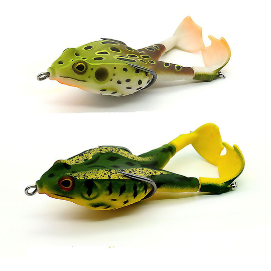 Perle Rare - 2pcs Double Helix Frogs, Ray Frog Lures, Fishing Lures, 9cm Double Hook Silicone Fishing Lures, 360° Soft Baits, 3D Double Helix Frogs