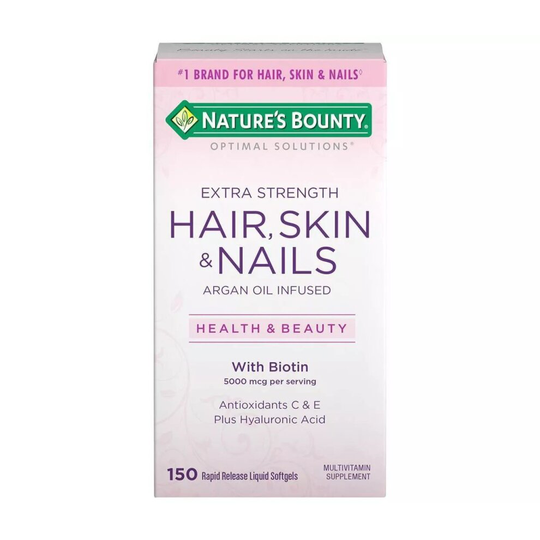 Extra Strength Hair, Skin & Nails Argan Oil Infused Softgels with Biotin, 150 ct, Nature's Bounty Optimal Solutions