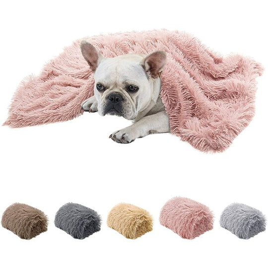 Fluffy Dog Blanket, Warm Faux Fur Sleep Pet Blankets for Dogs Cats, Reversible Double Layer Washable Throw Cover for Dog Bed, Couch, Sofa, Car (Pink,