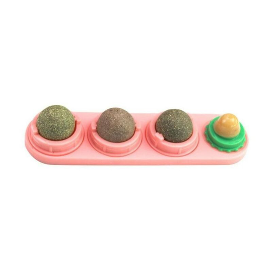 Catnip Wall Ball Toys for Cats Rotatable Snack Edible Balls Refillable Dental Treats Care Teeth Edible Licking Toys for Kitten