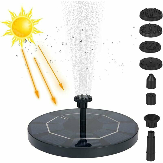 Briday - Outdoor Floating Solar Fountain 3.5W Solar Pump for Pond with 1500mAh Battery and 6 Nozzles Floating Solar Fountain for Pond Garden Aquarium