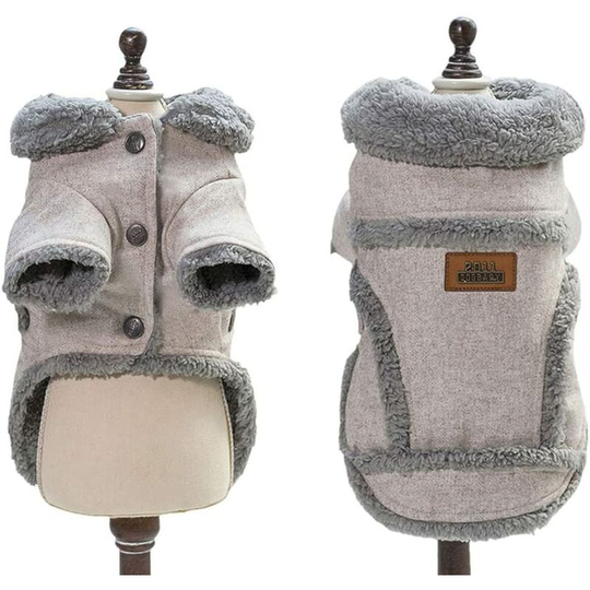 Tineer Dog Autumn Winter Clothes Cool Warm Cloth British Style Vest Cozy Jacket Coats with Fur Collar Small Medium Dogs (m, Brown)