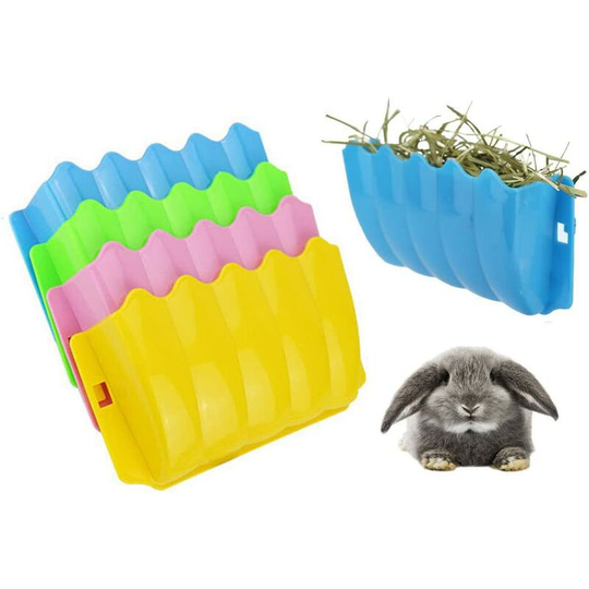 Rabbit Grass Dispenser, Rabbit Grass Pet Stand, Fixed External Pet Cage Food Tray, Cat Guinea Pigs Pet Bowl Colors Are Random