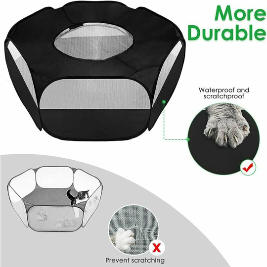 Bearsu - Small Animal Fence, Transparent Breathable Pet Tent with Top Cover Automatically Opening Collapsible Fence for Indoor and Outdoor Sports,