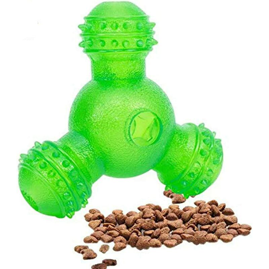 Soekavia - Interactive Dog Treat Ball Toys iq Treat Dog Chew Toys 3 Holes Food Dispensing Puzzle Toys Natural Rubber Bite Resistant Pets Toys for
