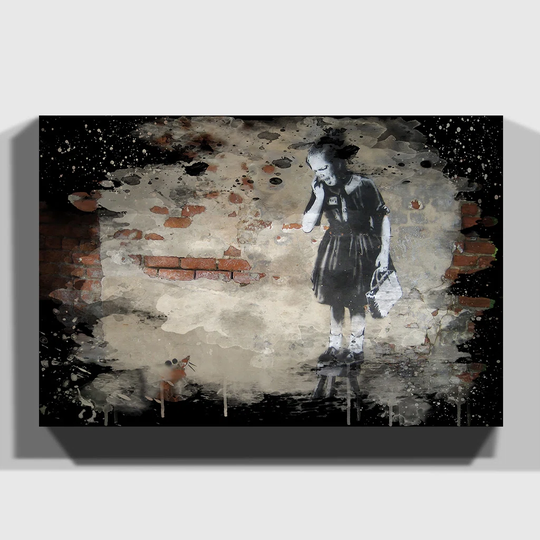 'Girl and Rat' Graphic Art on Wrapped Canvas
