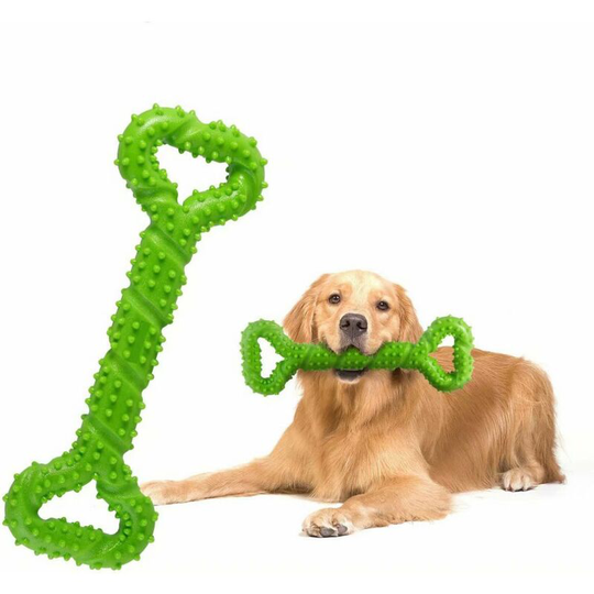 Litzee - Dog Chew Toy Resistant Rubber 13 inch Bone Shaped Puppy Toy with Convex Design, Interactive Aggressive Chewers Toy for Small Medium to Large