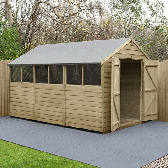 Forest Garden Apex Overlap Pressure Treated 8x12 Wooden Garden Shed