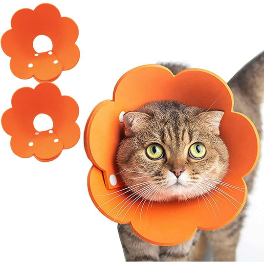 2pcs Felt Cat Collar Comfortable Cat Collar Anti Licking Protection Adjustable Cat Collar Anti Bite Anti Scratching Dog Collar(Orange)