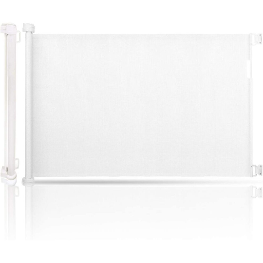 Retractable Baby Gate 0-180cm, Extra Wide Stair Gate for Baby/Pets, One Hand Operated Retractable Safety Gate, Retractable Dog Gate for Stai