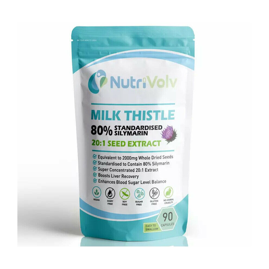 Milk Thistle 2000mg Extract - 90 Capsules - 80% Silymarin - Detox Liver Support