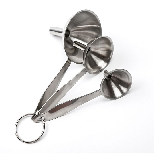 Set of 3 kitchen funnels, funnels for filling bottles, stainless steel funnels for kitchen use, small funnels for filling small bottles for