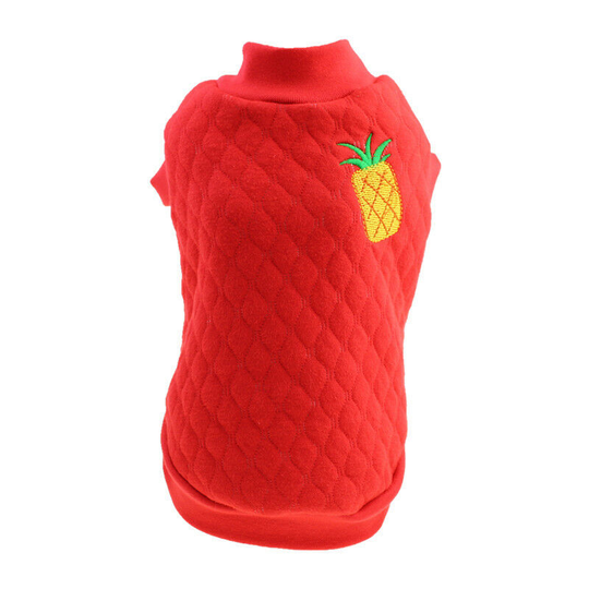 Red pineapple bodysuit) pet clothes fall and winter clothes pit bull small dogs dog clothing Teddy Bichon Boomerang two feet bodysuit fleece. m size