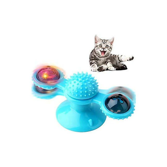 Thsinde - Cat Toys, Turntable Interactive Cat Toy With Suction Cup Brush For Cat Tooth Cleaning Scratching,wall Mount Cat Spinner With Rotatable Toy