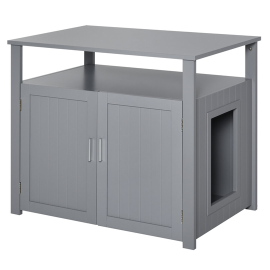 (Grey) Cat Litter Cupboard Table Top Multi Functional Sturdy