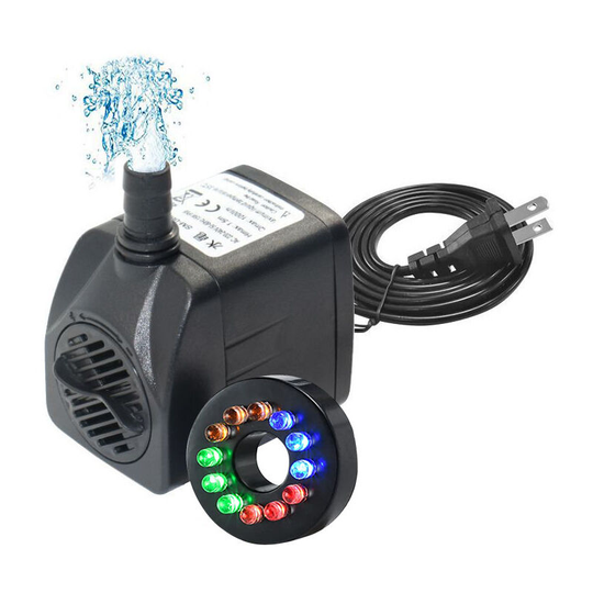 Sun Flowergb - 15 Watt 160 gph Submersible Fountain Pump with led Light for Water Feature, Outdoor Pond, Aquarium, Home Decor Fountain