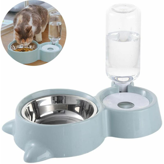 2 in 1 automatic feeder water dispenser for cats dogs, leak-proof feed dispenser drinking fountain
