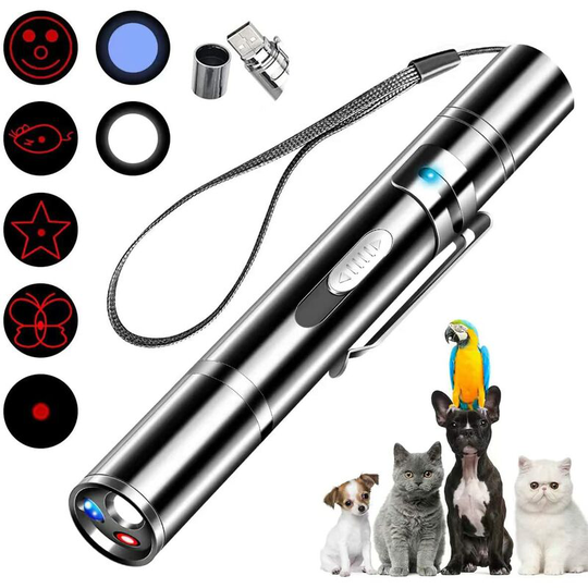 Cat Pointer Toy,Dog Laser Pointer,7 Adjustable Patterns Laser ,Long Range 3 Modes Training Chaser Interactive Toy,USB Recharge