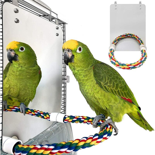 7 inch bird mirror with rope perch parrot mirror cage bird toy swing parrot cage toy parakeet parrot parrot parrot bird canary