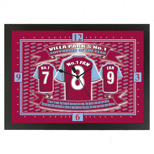 Aston Villa Framed Football Shirt Wall Clock Gift