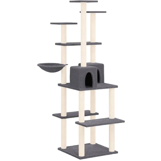 Cat Tree with Sisal Scratching Posts Dark Grey 167 cm vidaXL - Grey