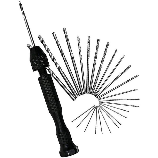 Osqi - 26 Pieces Mini Hand Drill, Manual Drill, Twist Drill Bits Mini Hand Drill Aluminum and Countersink Drill Bit Twist Drill Bit For Model Walnut