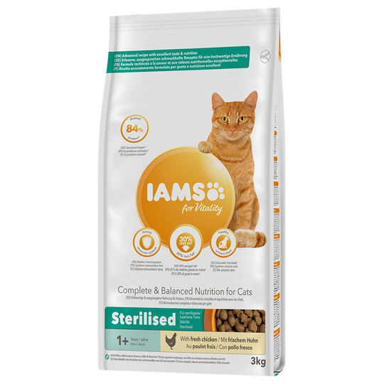 IAMS for Vitality Adult Sterilised Fresh Chicken Dry Cat Food - 3kg