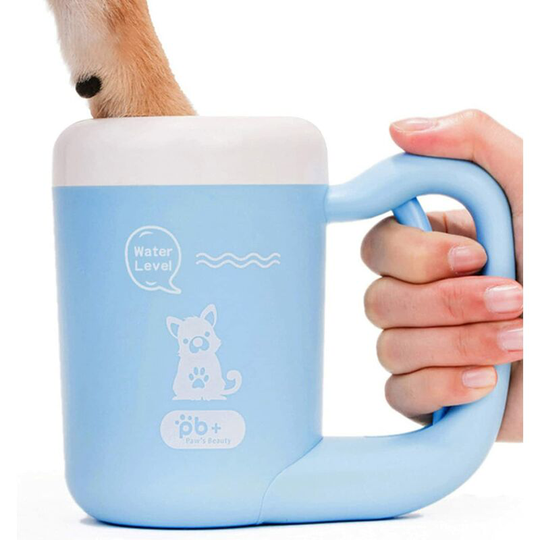 Dog Paw Cleaning Cup, Portable 360° Automatic Pet Foot Brush Washer, Silicone Paw Plunger Cleaning Cup for Small Large Dogs (Blue)