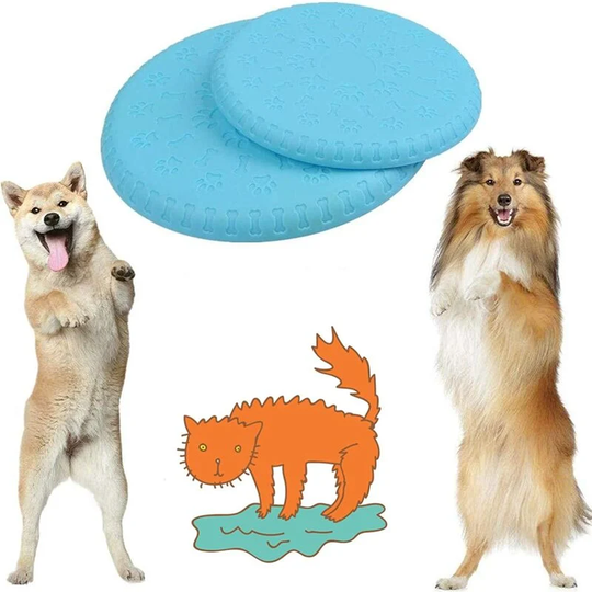 2 Pieces Dog Frisbees Soft and Natural Flying Discs Biting and Training Toy with Shiny Colors for Small/Medium/Large Dog (Blue)