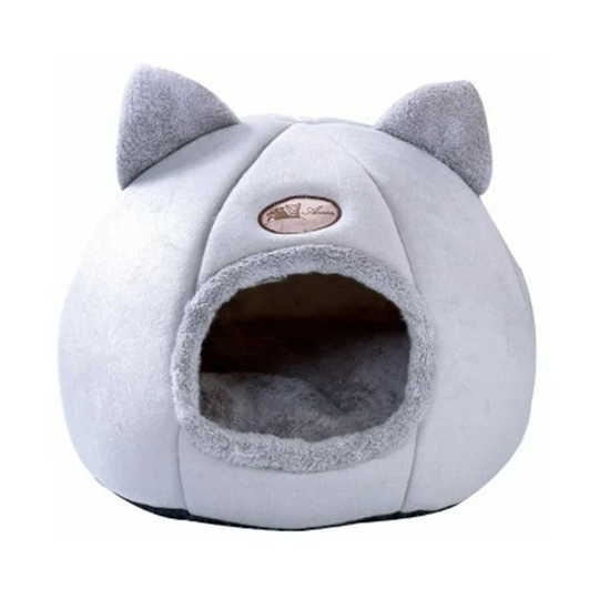 Muff - Soft Warm Non-Slip Cat Dog Cave Nest Bed and Closed House for Puppy Foldable Mattress Cushion for Pet36*36*36CM, Gris