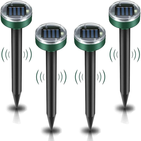 Litzee - Solar Mole Repeller, 4 Pieces Ultrasonic Pest Repeller - Mole Control with IP65 Waterproof, Mole Repellent Garden Mole Repeller