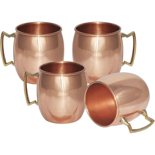 Moscow Mule Mugs Set of 4 Pure Copper Hammered Mug with Straw Solid Copper Cups with Hammered Finish