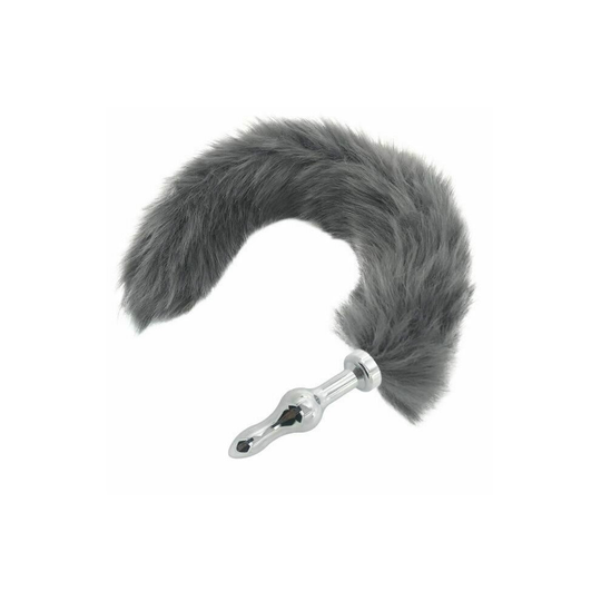 (Grey, Veteran 126) Grey Long Fox Kitten Puppy Tail Butt Plug Bdsm Pet Play Fetish