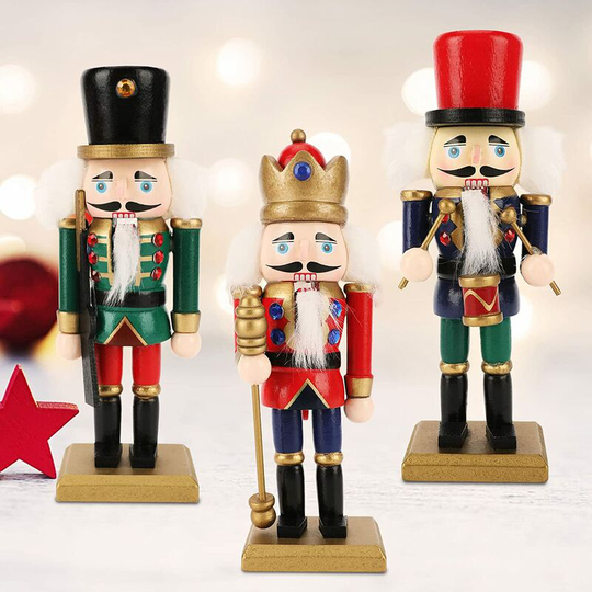 Thsinde - Wooden Nutcracker, 3 Pieces Nutcracker Soldier 15cm Christmas Decorations Nutcracker Classic Nutcracker Doll Ornament Christmas Soldier
