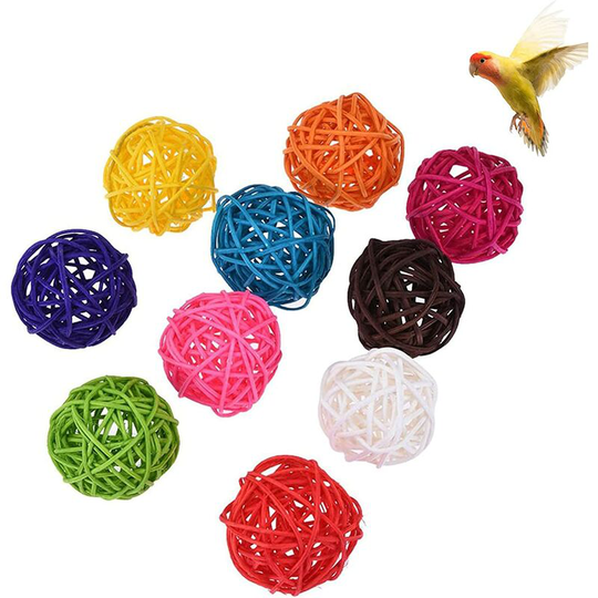 10pcs Rattan Balls for Bird Small Animal Chew Toy Rodent Toy Chew Toy for Parakeet Cockatiel Cockatoo Rabbit Guinea Pig Hamster (5cm)