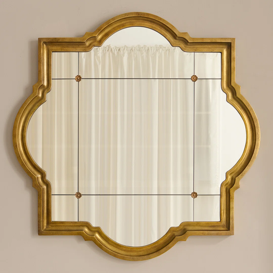 Shiba Novelty Metal Framed Wall Mounted Accent Mirror in Gold