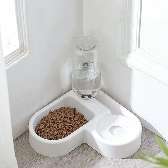 2 in Automatic Pet Fountain Water Food Dispenser, Anti-Overflow Waterer and Dry Food Feeder Cat/Dog Bowl, Pet Bowl Pet Bowl(White)wl(White) - Deckon