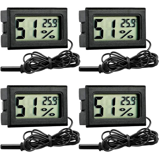 Litzee - Aquarium Thermometers, 4 Pack Digital Water Thermometer for Fish Tank, Aquarium, Marine Reptile Habitat Temperature