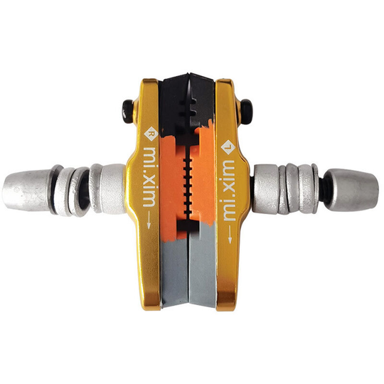 Mi.xim 1 Pair Bike Brake Pads Bicycle V-Brake Blocks with Hex Nut and Shims 55mm for Mountain Bike Road Bike Folding Bike, Gold - Gold