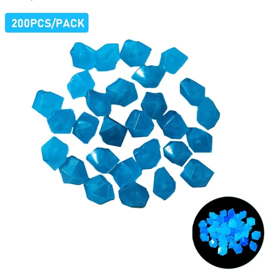 Asupermall - 200pcs Glow in the Dark Stones Glow Stones Diamond-Shaped Fluorescent Stone Decoration for Aquarium Waterscape Outdoor Yard Landscape