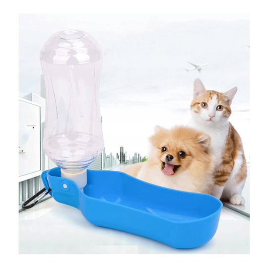 Fountain to drink, bottle of portable travel for dogs, cats, rabbits, pigs of India and other pets foldable - 500 ml blue