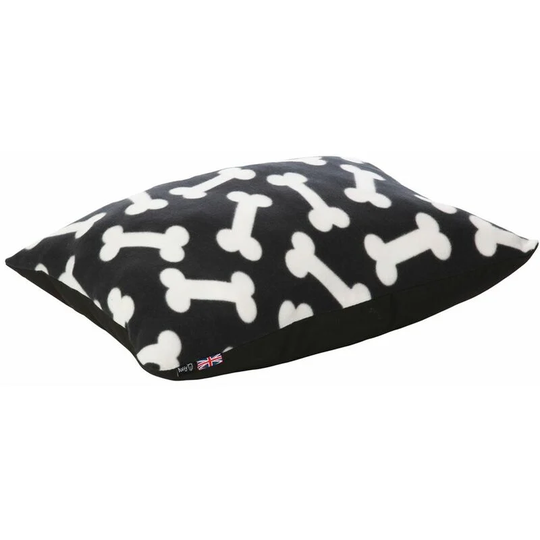 Boneo Dog Bed Cushion Soft Washable Fleece Fur Warm Pet Pillow Basket Insert - Black - Large