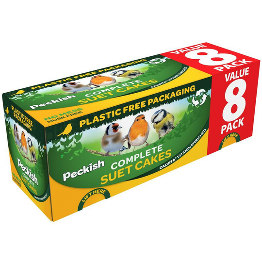 8 Peckish High Energy Suet Cakes No Mess Wild Bird Food Plastic Free Packaging