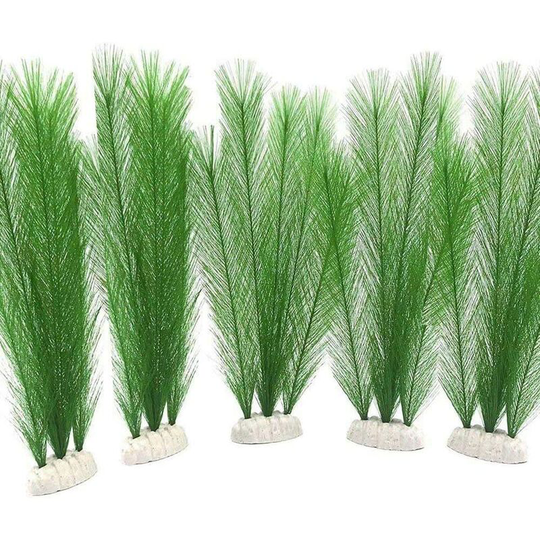 Set of 5 aquarium ornamental plants - Silk - Plastic - For all fish and pets
