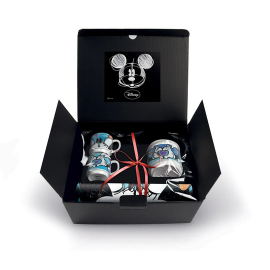 Mickey Love Sweet Love Set 2 Stackable Espresso Cups/Sugar Bowl/Placemat Mickey Mouse Blue