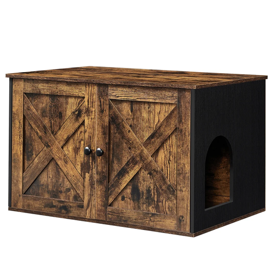 FEANDREA Hidden Cat Litter Box Enclosure, Wooden Cabinet Furniture, Cat Washroom With Doors, Indoor Cat House, Nightstand, End Table, 80 X 53 X 49.2 C