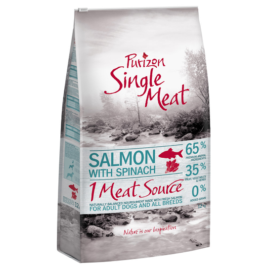 Purizon Single Meat Adult Dog - Grain-Free Salmon with Spinach - 12kg