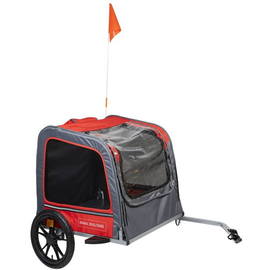Pet Bike Trailer l 130x80x90 cm Red and Grey Animal Boulevard Grey